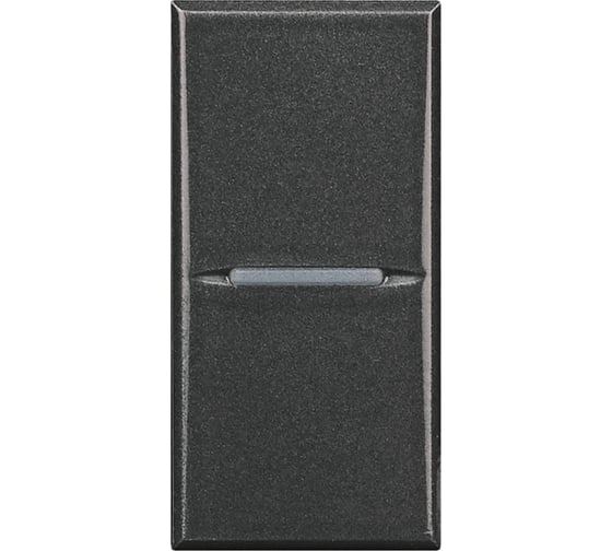 Изображение товара Кнопка Legrand Axolute аксиальная одноклавишная 10А 250В Автоматические клеммы 1 модуль Цвет Антрацит HS4005AN