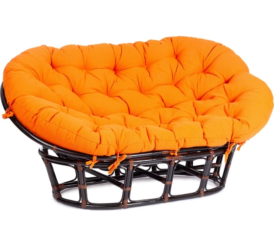 Изображение товара Диван Tetchair MAMASAN/МАМАСАН 23/02 W с подушкой 182x119 см, 169x102x80 см, Antique brown (античный черно-коричневый), ткань, оранжевый, С 23 24255