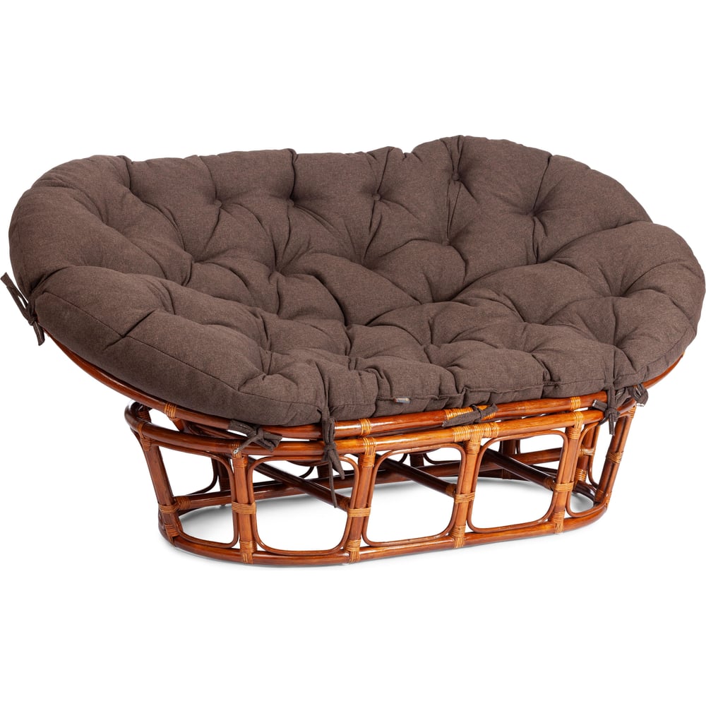 Изображение товара Диван Tetchair MAMASAN/МАМАСАН 23/02 W с подушкой коричневый ротанг объемный дизайн