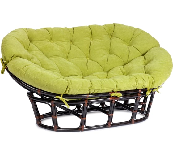 Изображение товара Диван Tetchair MAMASAN/МАМАСАН 23/02 W с подушкой 182x119 см, 169x102x80 см, Antique brown (античный черно-коричневый), флок, олива, 23 24257