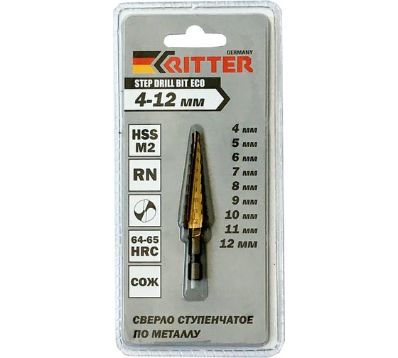 Изображение товара Сверло ступенчатое по металлу (4-12 мм; HSS M2) RITTER PS14204120