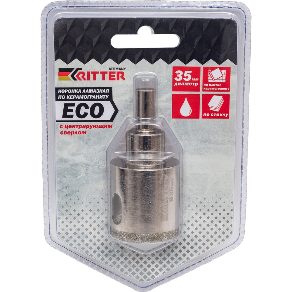 Изображение товара Коронка алмазная Eco по стеклу и керамограниту 35 мм RITTER PS22305351