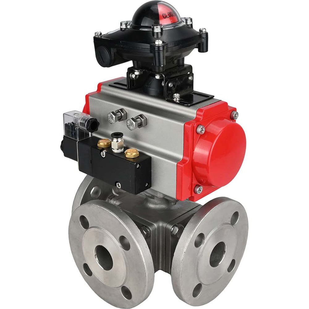 Изображение товара Шаровой кран DN.ru 316-316-PTFE L-тип Ду20 Ру16, трехходовой, нержавейка