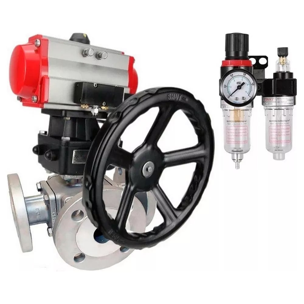 Изображение товара Шаровой кран DN.ru 316-316-PTFE L-тип Ду20 Ру16 с фланцевым присоединением