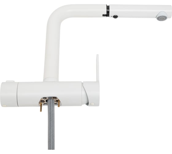 Изображение товара Смеситель для мойки Paffoni с поворотным изливом, белый матовый RINGO RIN295BO 00263394