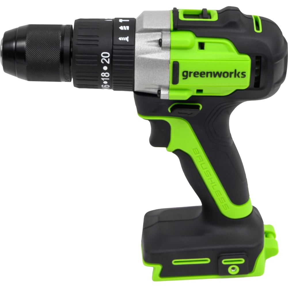 Изображение товара Аккумуляторная дрель-шуруповерт Greenworks GD24DD60 24В мощная и универсальная