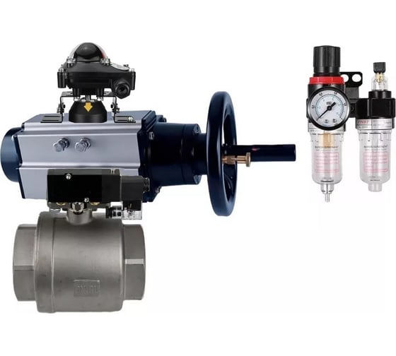 Изображение товара Кран шаровой DN.ru КШМП.316.230-ISO Ду100 Ру40 с пн.приводом, пневмораспр., БПВ, БКВ D160-31208