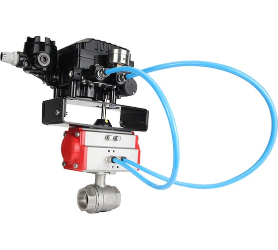 Изображение товара Кран шаровой DN.ru КШМП.316.230-ISO Ду15 Ру63 с пневмоприводом, пневмопозиционером D160-09421