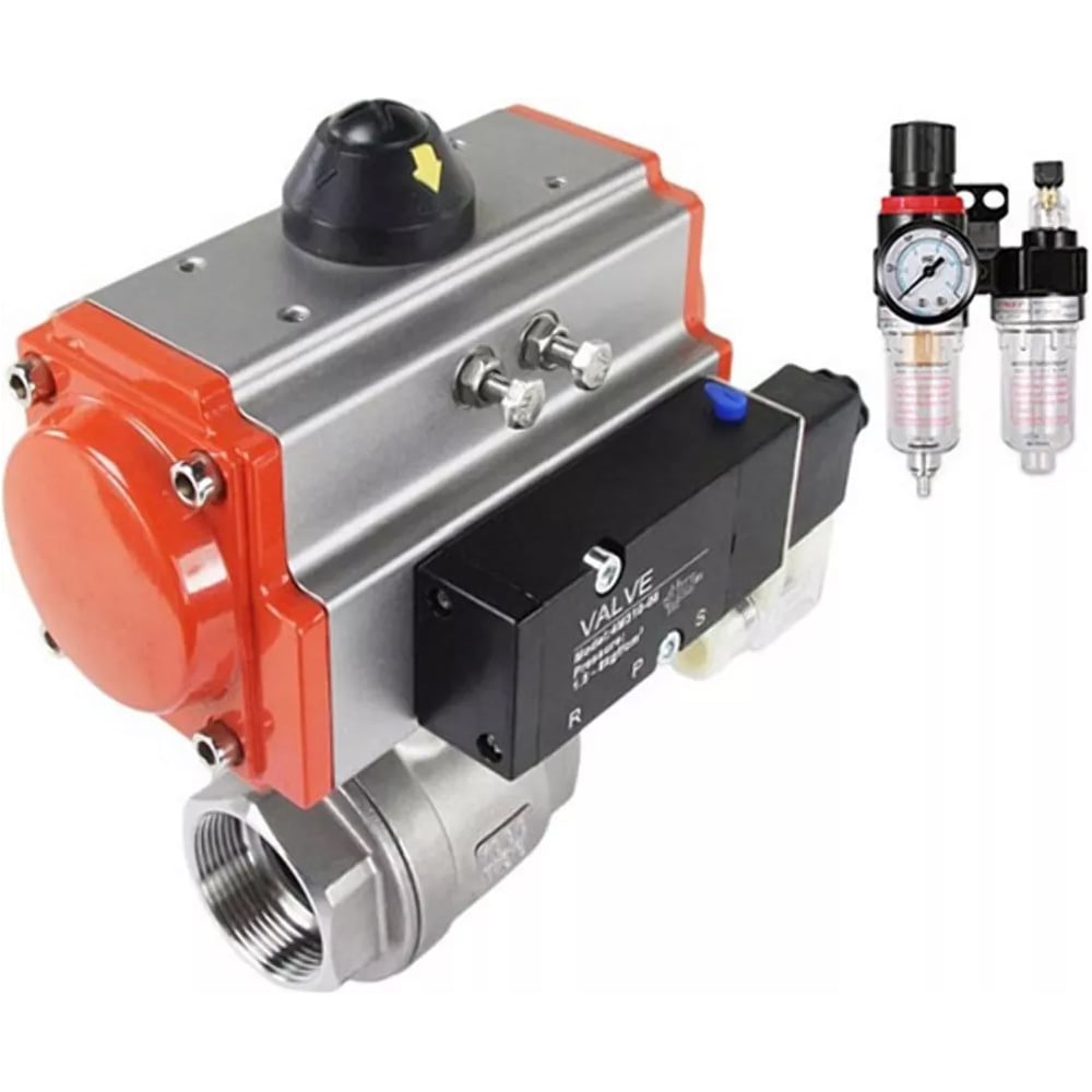 Изображение товара Кран шаровой DN.ru КШМП.316.230-ISO Ду15 Ру63 с пневмоприводом