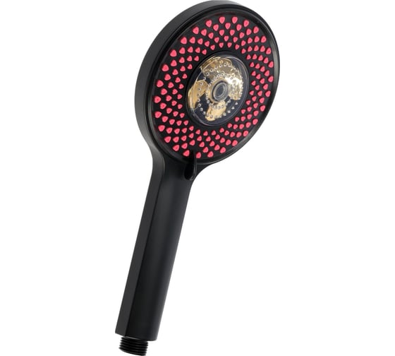 Изображение товара Лейка для душа ZEIN Z3547, d=120 мм, 3 режима, вентилятор, розовые форсунки сердечки, черная 9931304