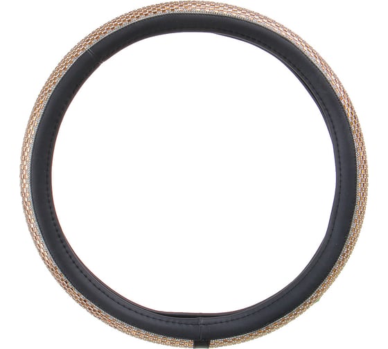 Изображение товара Оплетка руля ЕРМАК экокожа, кристаллы, золотой, размер M 708-134