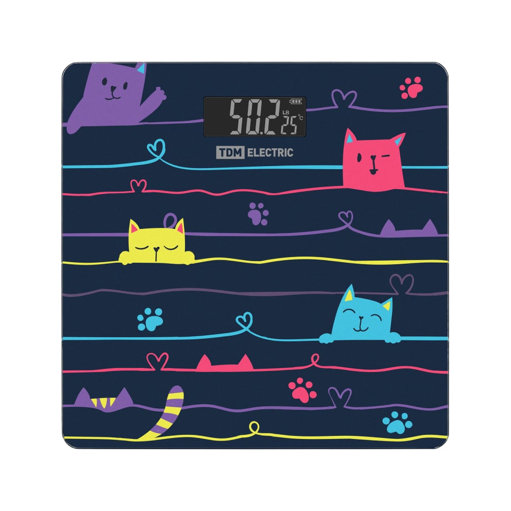 Изображение товара Электронные напольные весы TDM ELECTRIC Котики стекло до 180 кг