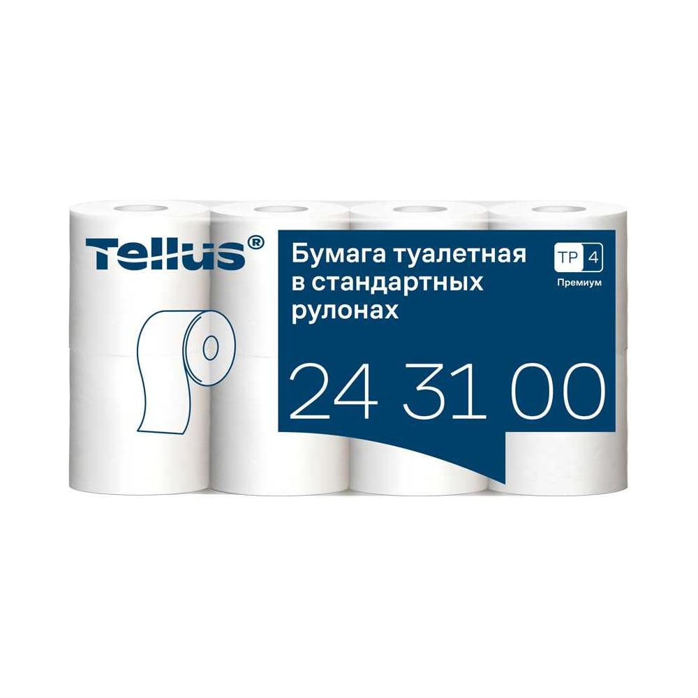 Изображение товара Туалетная бумага в рулонах TORK (Tellus) T4 3-слойная белая, 8 рулонов по 15 метров, _ 243100