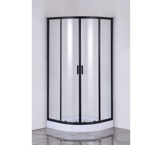 Изображение товара Душевой уголок Taliente 90_90_195см, четверть круга, раздвижной, прозр.стекло 6мм, черный профиль TA-09091-1CB