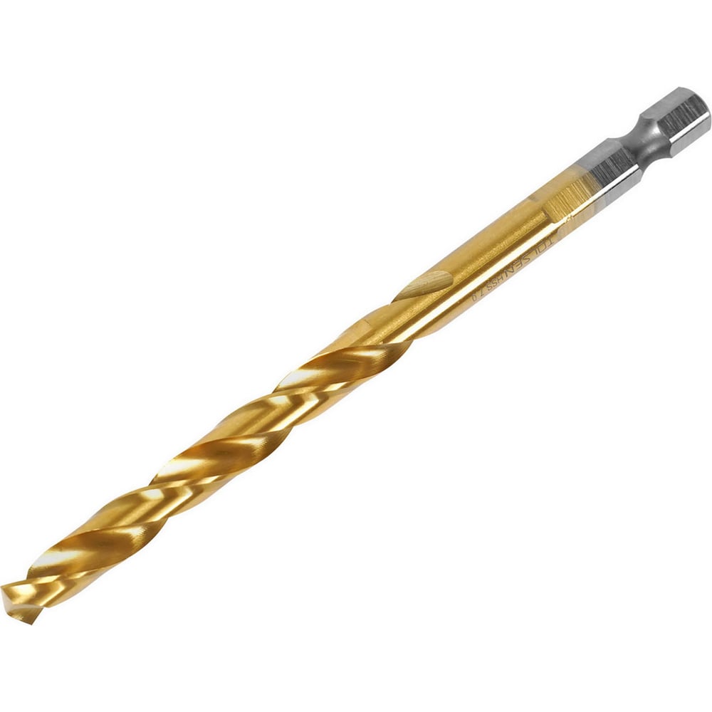 Изображение товара Сверло по металлу HSS/M2 TiN DIN 338, 5.5x113 мм, 135°, хвостовик HEX 1/4" TOLSEN 75188