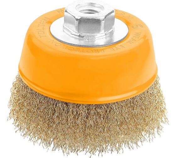 Изображение товара Щетка для УШМ "чашка" Industrial 75 мм, М14, витая проволока 0.3 мм TOLSEN 77601