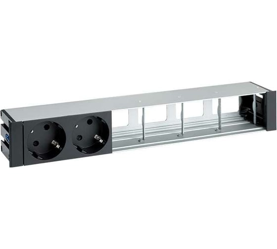 Изображение товара Врезной розеточный блок с крышкой Simon, ввод щетка, 2x2PE, 4 свободных модуля, черный, S400 44602000-138