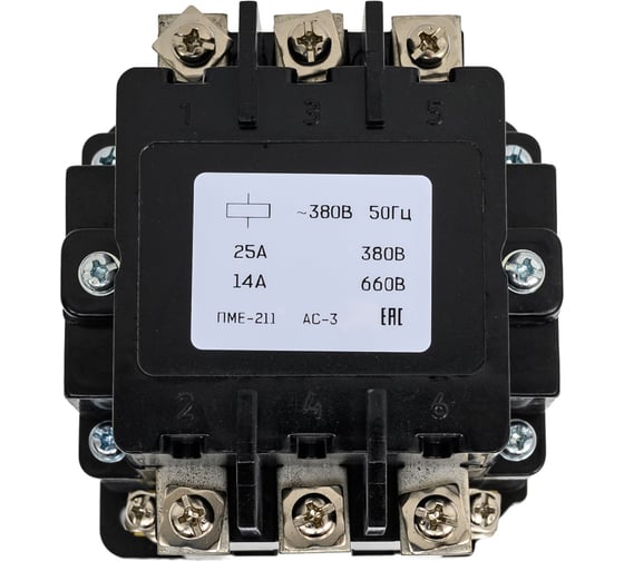 Изображение товара Пускатель электромагнитный ООО ЭТК ПМЕ-211 УХЛ4 В, 380В/50Гц, 2з+2р, 25А, без реле, IP00 00000001386