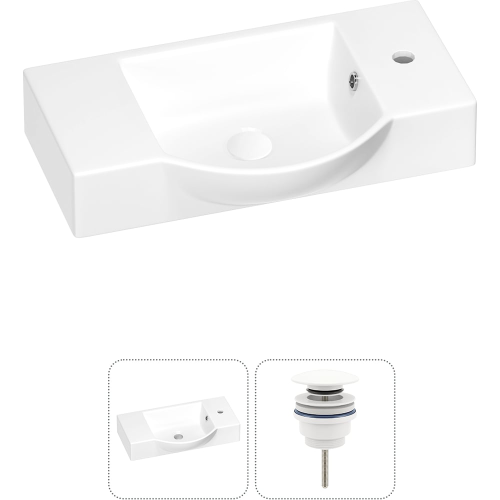 Изображение товара Раковина для ванной Wellsee WC Area полукруглая с переливом и сливом