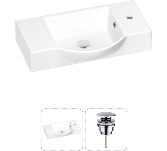 Изображение товара Раковина для ванной Wellsee WC Area в наборе 2 в 1: подвесная/накладная раковина; универсальный донный клапан в цвете хром 202011587