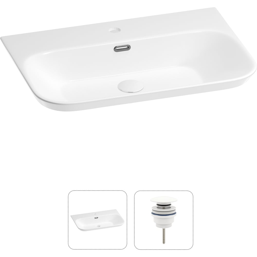 Изображение товара Подвесная раковина для ванной комнаты Wellsee Éclatant 2.0 1-чашевая прямоугольная белая