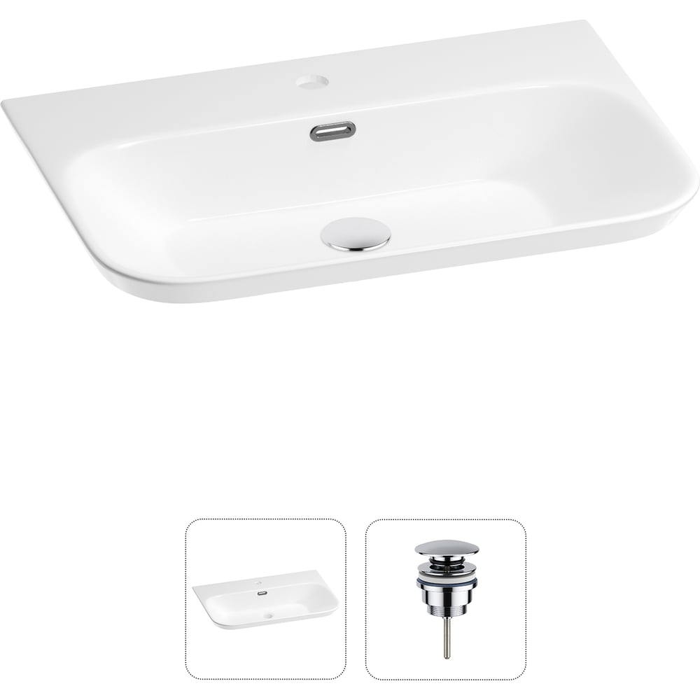 Изображение товара Подвесная раковина Wellsee Éclatant 2.0, прямоугольная, белая, накладная