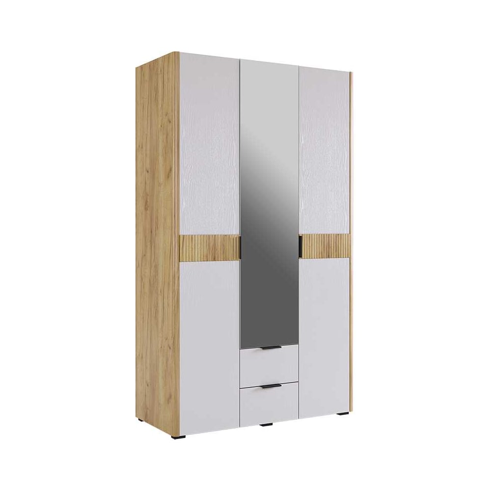 Изображение товара Шкаф трехдверный Адам с зеркалом дуб крафт золотой/белое дерево