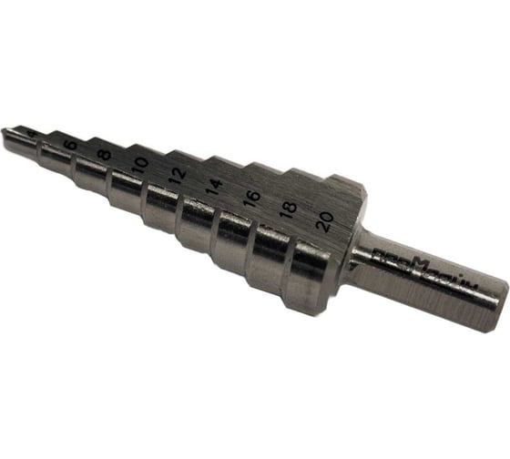 Изображение товара Сверло ступенчатое по металлу 4-20 мм, HSS, с рабочей частью из металла, 9 ступеней Промлайн ПЛ080604_z024