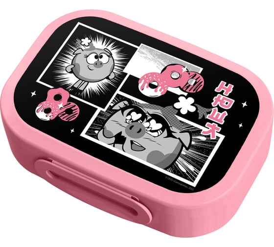 Изображение товара Ланч-бокс Пластишка с декором "смешарики", 180x130x50мм, 0,98л (розовый) 431335905