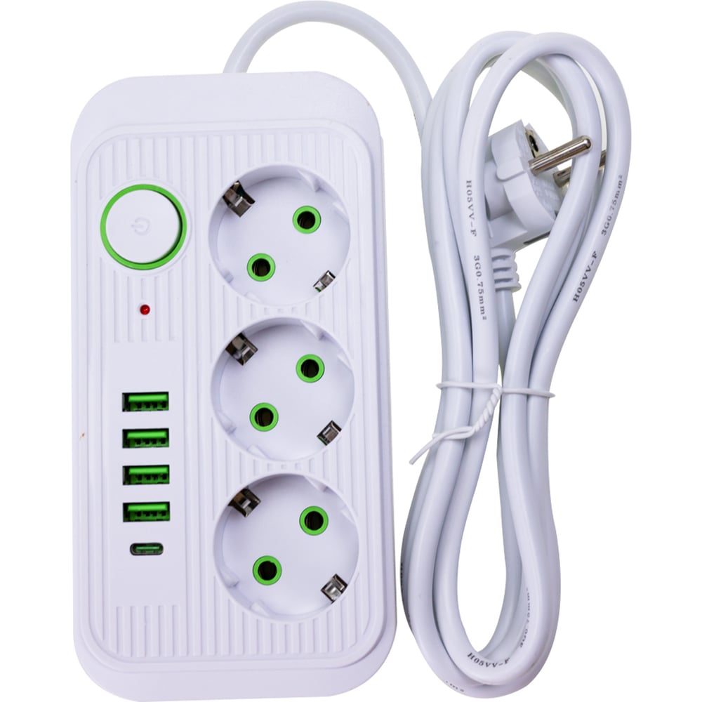 Изображение товара Сетевой фильтр TENDENZA с заземлением и USB портами TZ-SP002