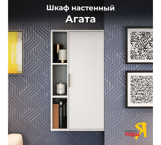 Изображение товара Агата Шкаф настенный / Белый ясень ТриЯ 254888
