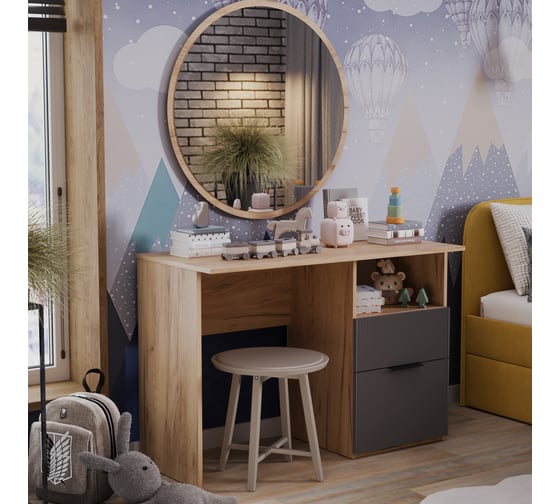 Изображение товара Ремикс Стол компьютерный / Дуб Крафт Золотой/Холст Вулкан ТриЯ 263020