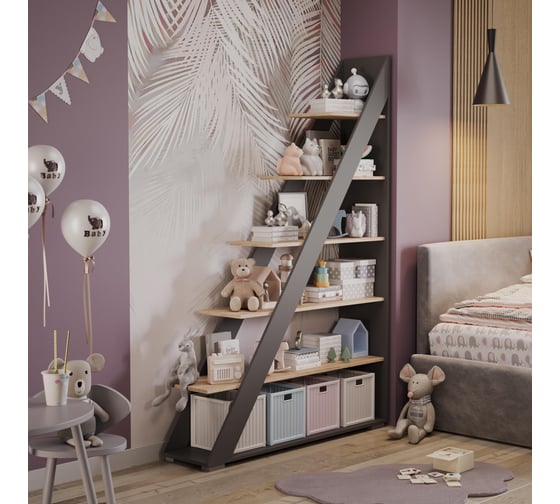 Изображение товара Стеллаж тип 14 / Графит серый/Дуб сонома ТриЯ 263015