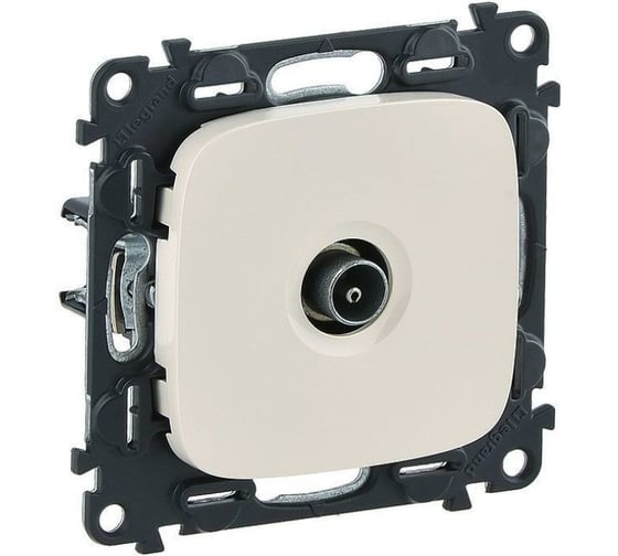 Изображение товара Розетка ТВ Legrand Valena ALLURE проходная, 1,5дБ/14дБ, 0-2400 МГц, с лицевой панелью, слоновая кость 753861