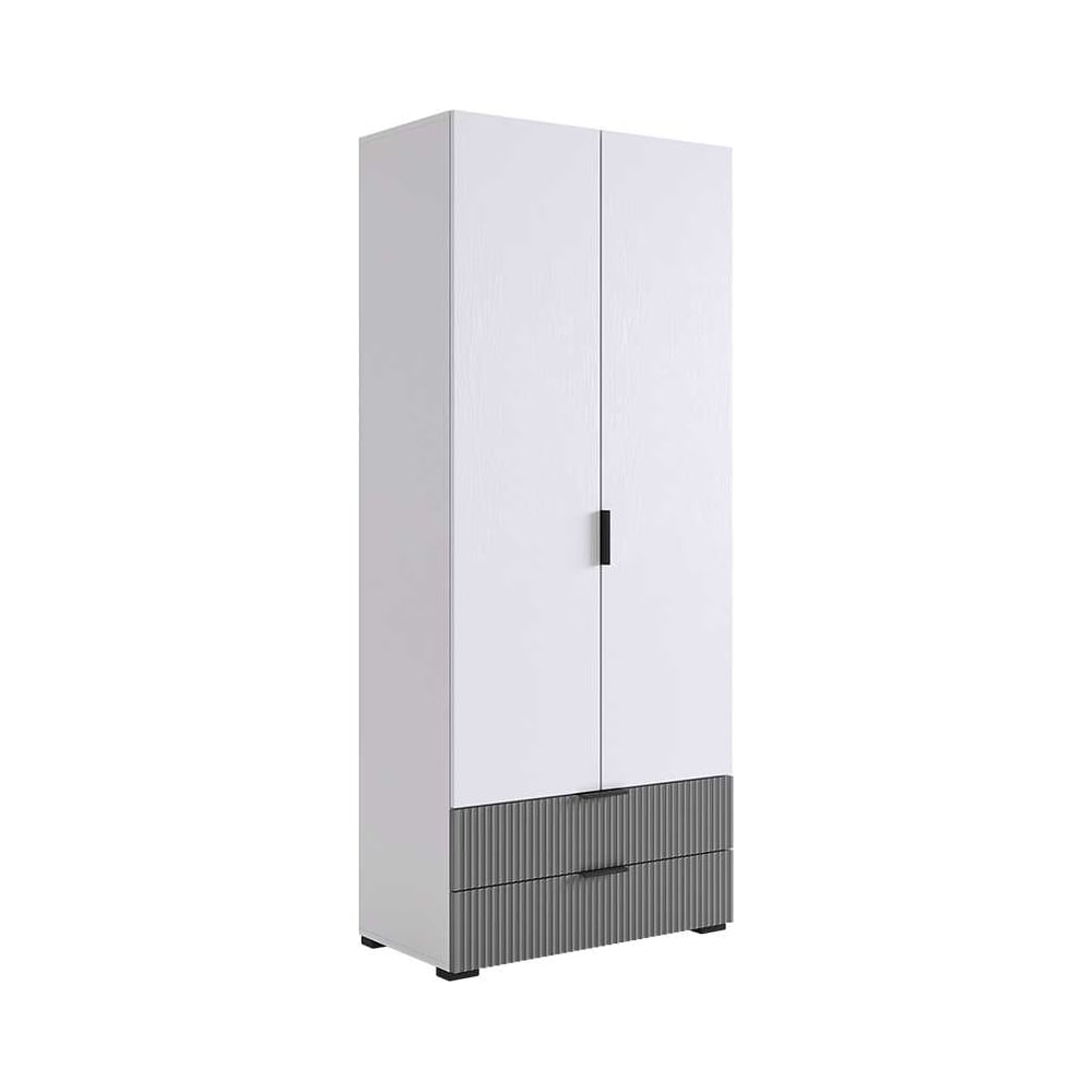 Изображение товара Двухдверный шкаф Зефир белое дерево и серый эмаль 1900x800x422 мм