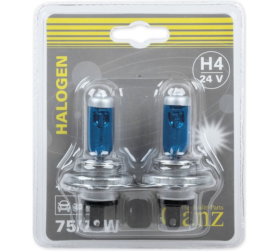 Изображение товара Лампа GANZ 24V H4 75/70W +50% P43t 5000K 2 шт. блистер GIP06055