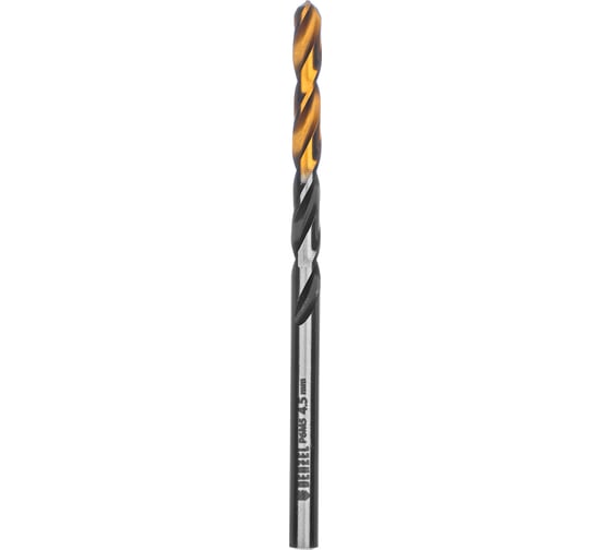 Изображение товара Сверло спиральное по металлу 4.5x80 мм, Р6М5, Golden Tip, многогранная заточка Denzel 718274