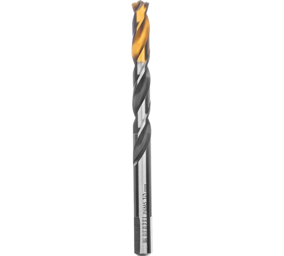 Изображение товара Сверло спиральное по металлу 10x133 мм, Р6М5, Golden Tip, многогранная заточка Denzel 718285