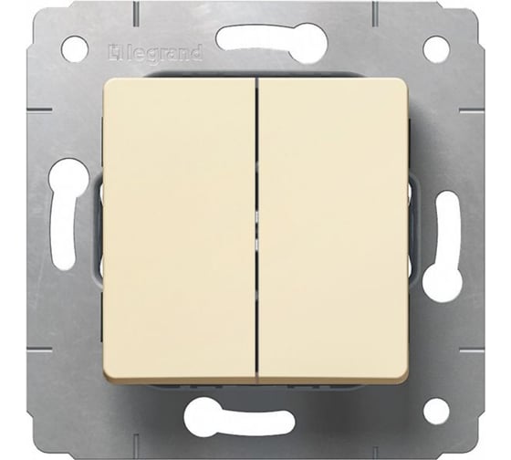 Изображение товара Двойной переключатель Legrand Cariva на 2 направления, двухклавишный, автоматические клеммы, 10 или 16 АX, 250 В~, слоновая кость 773708