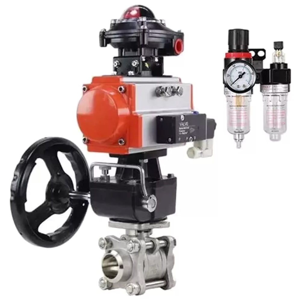 Изображение товара Кран шаровой DN.ru КШПП 316.200-ISO Ду20 Ру63 пневмопривод профессиональный