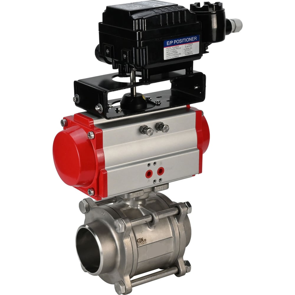 Изображение товара Кран шаровой DN.ru КШПП 316.200-ISO Ду25 Ру63 с пневмоприводом разборный