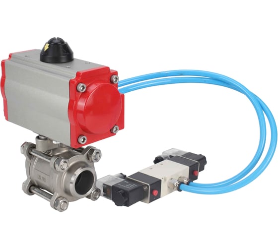 Изображение товара Кран шаровой DN.ru КШПП 316.200-ISO Ду65 Ру25 с пневмоприводом, пневмораспределителем D160-20875