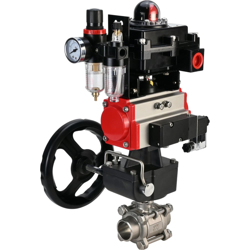 Изображение товара Кран шаровой DN65 316 сталь Ду65 Ру25 пневмопривод под приварку