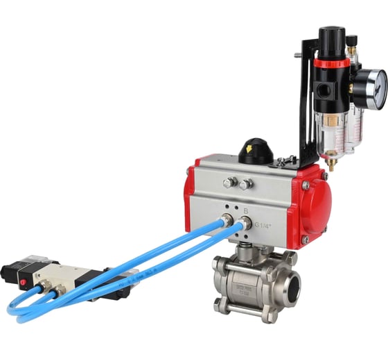 Изображение товара Кран шаровой DN.ru КШПП 316.200-ISO Ду65 Ру25 пн.привод, пн.распределитель, БПВ D160-20842