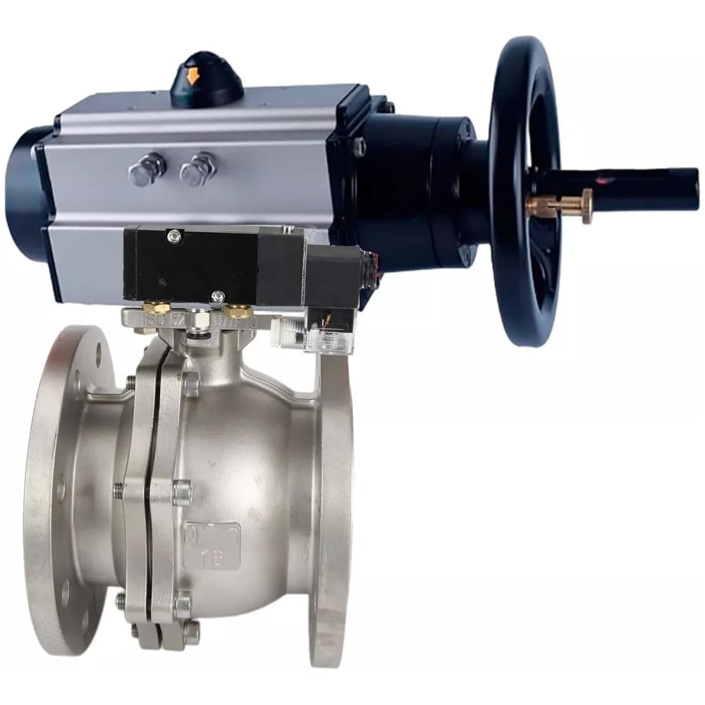 Изображение товара Шаровой кран DN.ru КШФП 316 200 Ду100 Ру16 с пневмоприводом для воды и газа