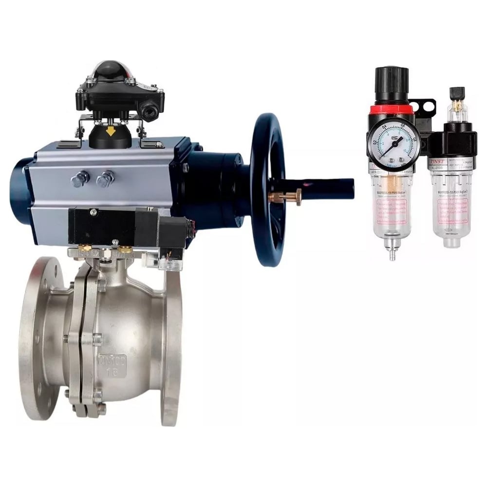 Изображение товара Шаровой кран DN.ru КШФП.316.200 Ду100 Ру16 с пневмоприводом