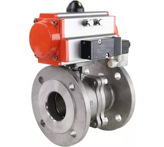 Изображение товара Шаровой кран DN.ru КШФП.316.200 Ду125 Ру16 с пневмоприводом, пневмораспределителем D160-21265
