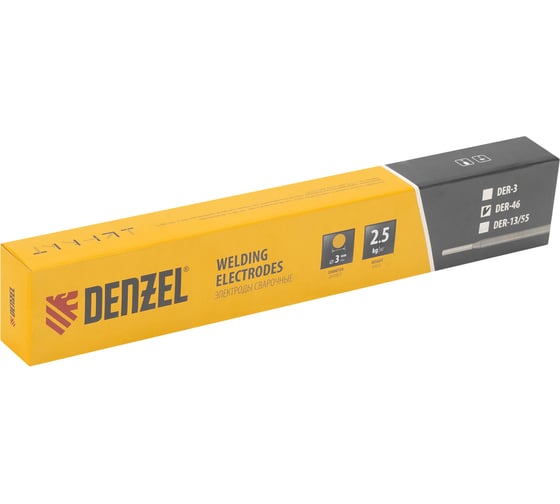 Изображение товара Электроды DER-46 диаметр 3 мм, 2.5 кг, рутиловое покрытие Denzel 97504