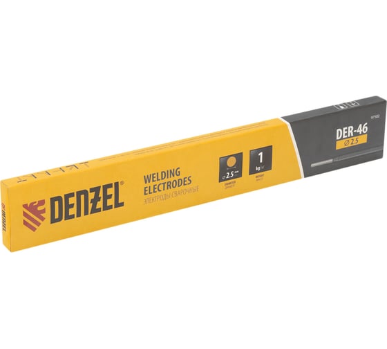 Изображение товара Электроды DER-46 диаметр 2.5 мм, 1 кг, рутиловое покрытие Denzel 97502