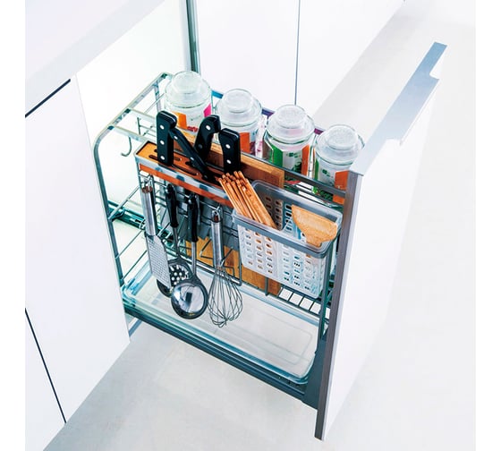 Изображение товара Выдвижная корзина для приправ 400 (345_470_420) серый жемчуг Mebax 00-00002779